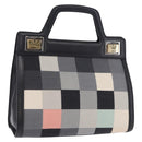 Salvatore Ferragamo Hand Bag Canvas Black Gold Tone Auth 198496A-1