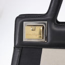 Salvatore Ferragamo Hand Bag Canvas Black Gold Tone Auth 198496A-14