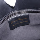 Salvatore Ferragamo Hand Bag Canvas Black Gold Tone Auth 198496A-16