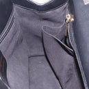 Salvatore Ferragamo Hand Bag Canvas Black Gold Tone Auth 198496A-18