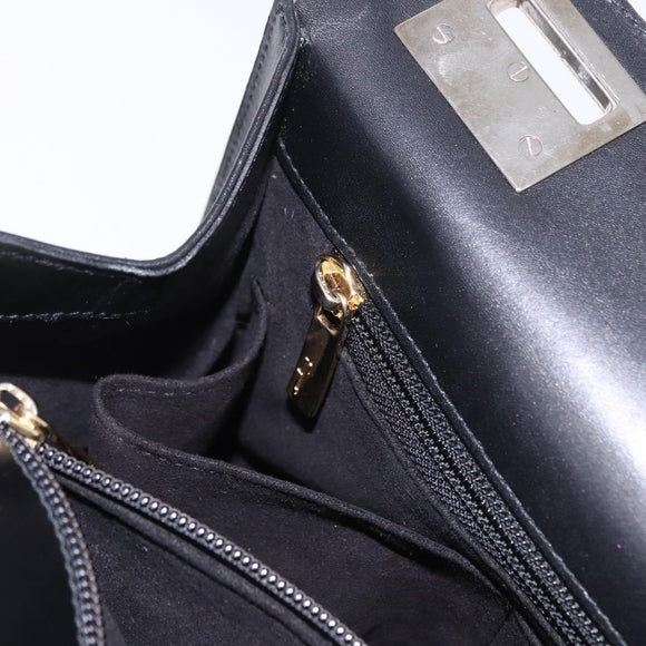 Salvatore Ferragamo Hand Bag Canvas Black Gold Tone Auth 198496A