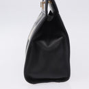 Salvatore Ferragamo Hand Bag Canvas Black Gold Tone Auth 198496A-4