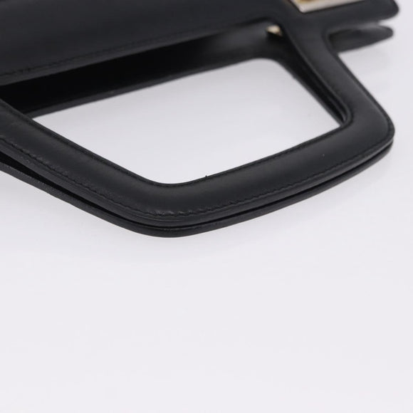 Salvatore Ferragamo Hand Bag Canvas Black Gold Tone Auth 198496A