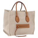 CELINE Luggage Phantom Hand Bag Canvas Beige Gold Tone Auth 198501A-1