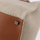 CELINE Luggage Phantom Hand Bag Canvas Beige Gold Tone Auth 198501A-16