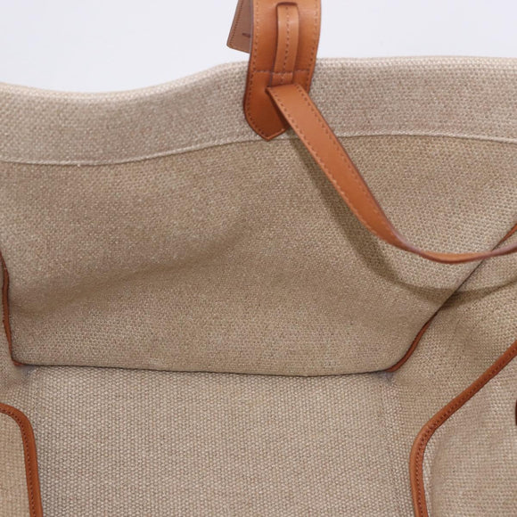 CELINE Luggage Phantom Hand Bag Canvas Beige Gold Tone Auth 198501A