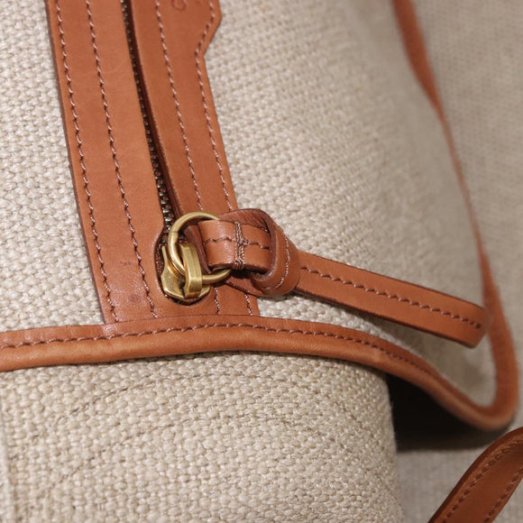 CELINE Luggage Phantom Hand Bag Canvas Beige Gold Tone Auth 198501A