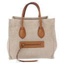 CELINE Luggage Phantom Hand Bag Canvas Beige Gold Tone Auth 198501A-13