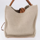 CELINE Luggage Phantom Hand Bag Canvas Beige Gold Tone Auth 198501A-4