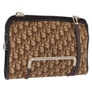 Christian Dior Trotter Canvas Shoulder Bag Beige Gold Tone Auth 198508-1