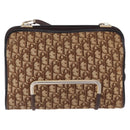 Christian Dior Trotter Canvas Shoulder Bag Beige Gold Tone Auth 198508-2