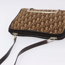 Christian Dior Trotter Canvas Shoulder Bag Beige Gold Tone Auth 198508-6