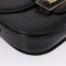 CELINE Horse Carriage Shoulder Bag Leather Black Gold Tone Auth 198510-9