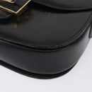 CELINE Horse Carriage Shoulder Bag Leather Black Gold Tone Auth 198510-14