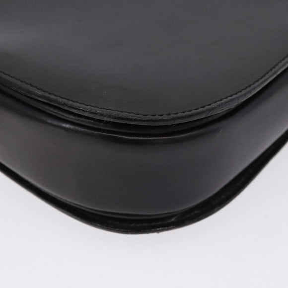 CELINE Horse Carriage Shoulder Bag Leather Black Gold Tone Auth 198510