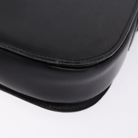 CELINE Horse Carriage Shoulder Bag Leather Black Gold Tone Auth 198510