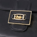 CELINE Horse Carriage Shoulder Bag Leather Black Gold Tone Auth 198510-17
