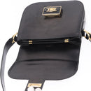 CELINE Horse Carriage Shoulder Bag Leather Black Gold Tone Auth 198510-10