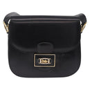 CELINE Horse Carriage Shoulder Bag Leather Black Gold Tone Auth 198510-13