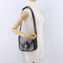 CELINE Horse Carriage Shoulder Bag Leather Black Gold Tone Auth 198510-24