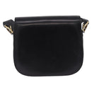 CELINE Horse Carriage Shoulder Bag Leather Black Gold Tone Auth 198510-2