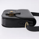CELINE Horse Carriage Shoulder Bag Leather Black Gold Tone Auth 198510-3