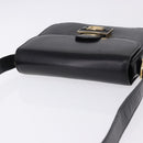 CELINE Horse Carriage Shoulder Bag Leather Black Gold Tone Auth 198510-6