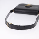 CELINE Horse Carriage Shoulder Bag Leather Black Gold Tone Auth 198510-7