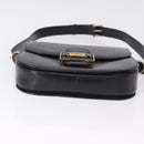 CELINE Horse Carriage Shoulder Bag Leather Black Gold Tone Auth 198510-5