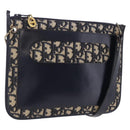 Christian Dior Trotter Canvas Shoulder Bag Navy Gold Tone Auth 198511A-1