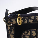 Christian Dior Trotter Canvas Shoulder Bag Navy Gold Tone Auth 198511A-10