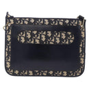 Christian Dior Trotter Canvas Shoulder Bag Navy Gold Tone Auth 198511A-13