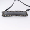 Christian Dior Trotter Canvas Shoulder Bag Navy Gold Tone Auth 198511A-5