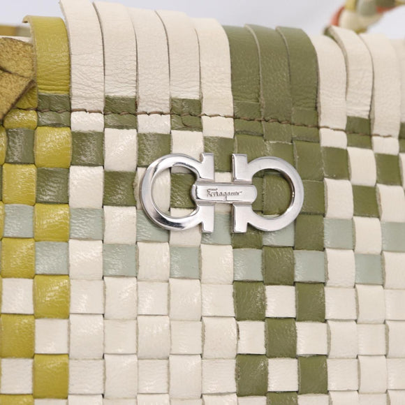 Salvatore Ferragamo Gancini Tote Bag Leather Multicolor Silver Auth 198515A