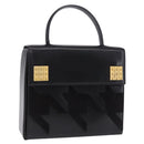 CELINE Hand Bag Leather Black Gold Tone Auth 198516V-1