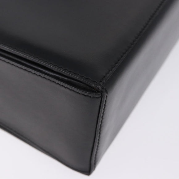 CELINE Hand Bag Leather Black Gold Tone Auth 198516V