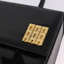 CELINE Hand Bag Leather Black Gold Tone Auth 198516V-17