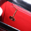 CELINE Hand Bag Leather Black Gold Tone Auth 198516V-25