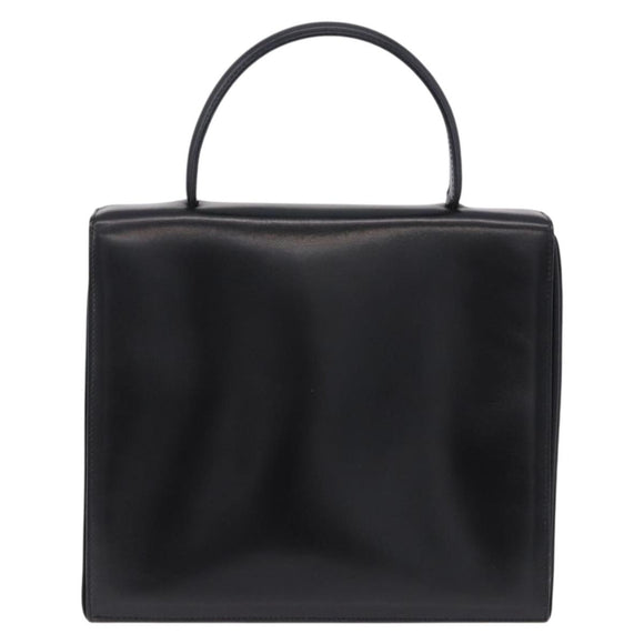 CELINE Hand Bag Leather Black Gold Tone Auth 198516V