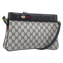 GUCCI GG Supreme Sherry Line Shoulder Bag PVC Navy Gold 904 02 035 Auth 198517-1