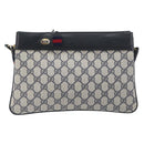 GUCCI GG Supreme Sherry Line Shoulder Bag PVC Navy Gold 904 02 035 Auth 198517-13