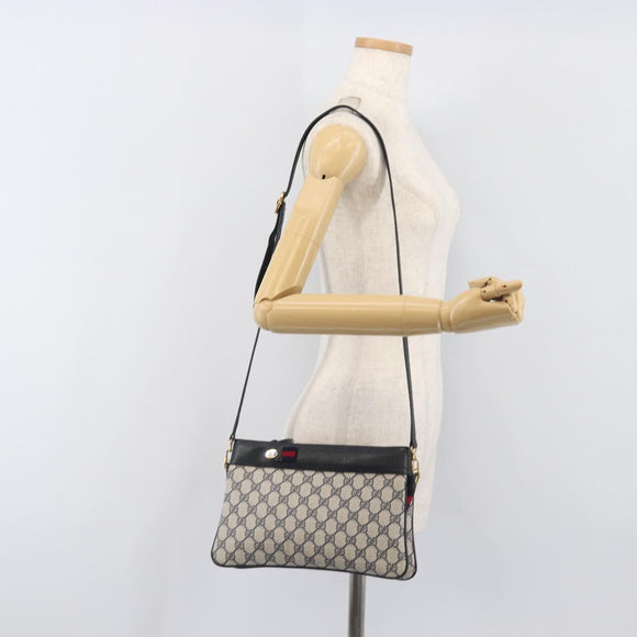 GUCCI GG Supreme Sherry Line Shoulder Bag PVC Navy Gold 904 02 035 Auth 198517