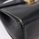 Salvatore Ferragamo Hand Bag Leather 2way Black Gold Tone Auth 198519-13