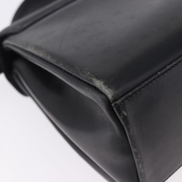 Salvatore Ferragamo Hand Bag Leather 2way Black Gold Tone Auth 198519