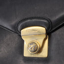 Salvatore Ferragamo Hand Bag Leather 2way Black Gold Tone Auth 198519-17