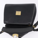 Salvatore Ferragamo Hand Bag Leather 2way Black Gold Tone Auth 198519-18