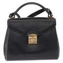 Salvatore Ferragamo Hand Bag Leather 2way Black Gold Tone Auth 198519-2