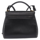 Salvatore Ferragamo Hand Bag Leather 2way Black Gold Tone Auth 198519-3