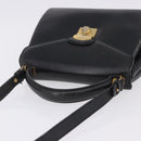 Salvatore Ferragamo Hand Bag Leather 2way Black Gold Tone Auth 198519-7