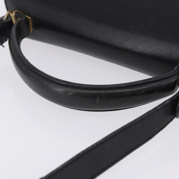 Salvatore Ferragamo Hand Bag Leather 2way Black Gold Tone Auth 198519
